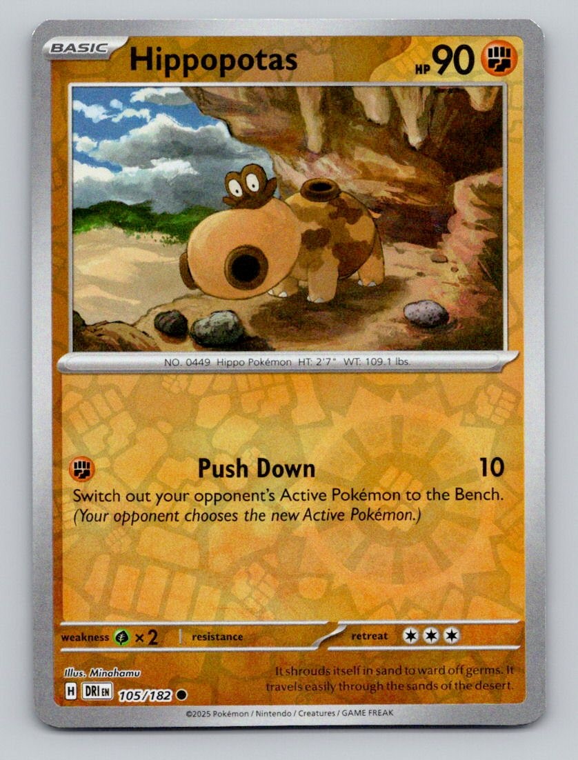 Hippopotas 105/182 Common Destined Rivals Pokemon Reverse Holo Near Mint