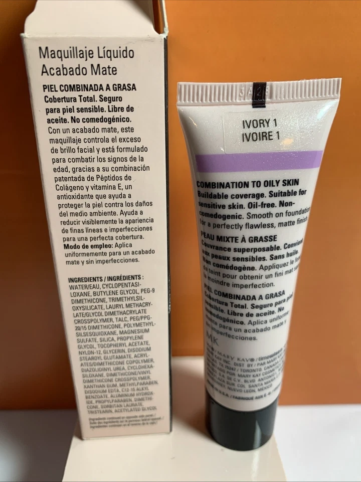 Mary Kay TimeWise MATTE-Wear Liquid Foundation Ivory 1 #038750 New In Box - Image 2 of 4