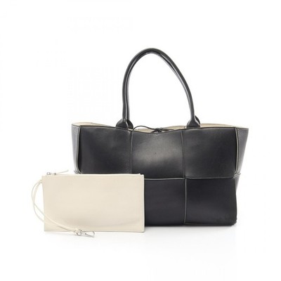 BOTTEGA VENETA Arco Medium Maxi Intrecciato Hand Tote Bag leather Black Used