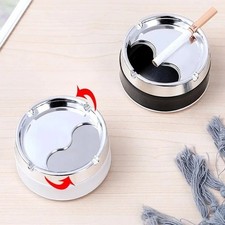 Stainless Steel Ashtray with Lid Windproof for Cigarettes Home Outdoor Ashtrays