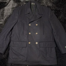 Polo Ralph Lauren Double Breasted Coat Mens Sz 40s Wool Lined Canvas Peacoat