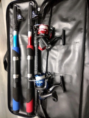 YU FENG Telescopic Spinning Rod & Reel Combo YF200 Red Blue Black Portable