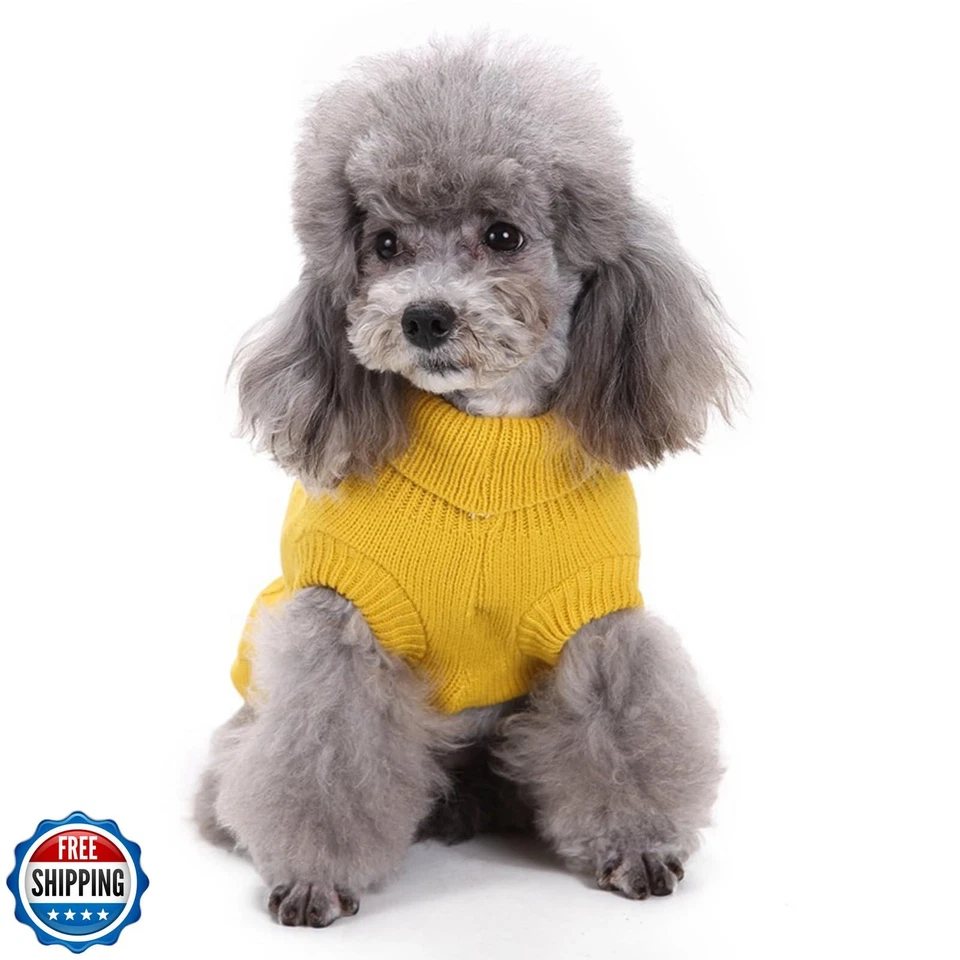 Small Dog Sweaters Knitted Pet Cat Warm Dog Sweatshirt Winter Clothes Kitten Foto 2 de 4