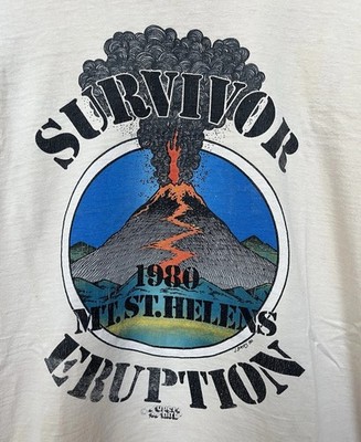 Vintage 80s Shirt Size Med Large Mt. St. Helens Eruption Survivor 1980 Ash Skier