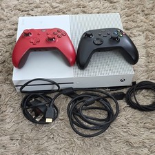 Xbox One S 1681 White Console w/ 2 Controllers, cables. read description
