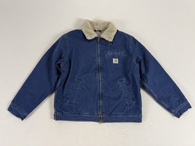 CARHARTT WIP HERALD JACKET BLUE/WALL STONE WASHED L NWT