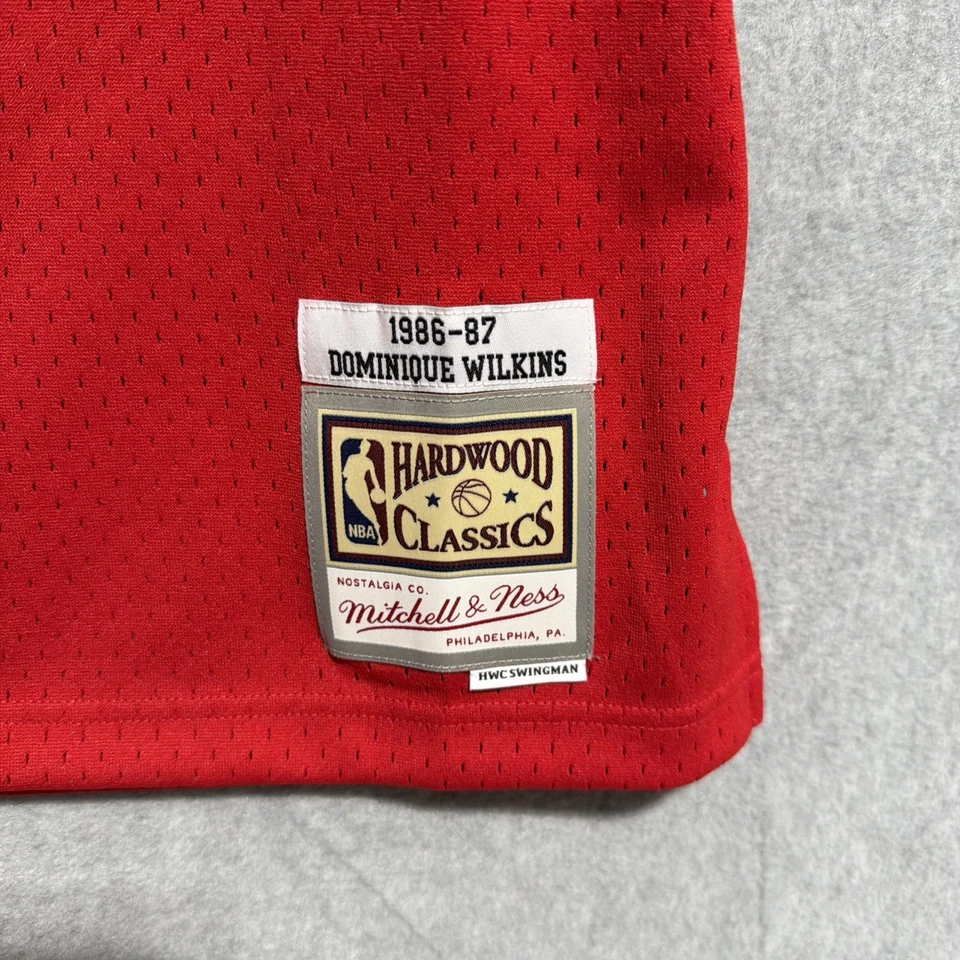 Camiseta deportiva de los Atlanta Hawks Dominique Wilkins Mitchell & Ness 1986-87 Swingman nueva con etiquetas L Foto 3 de 4
