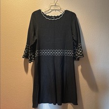 Roz and Ali  grey Bell Sleeve A-Line Dress