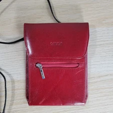 Vtg GIUDI Leather Crossbody Bag Red Italy 1975 Vera Pelle Small Snap Closure