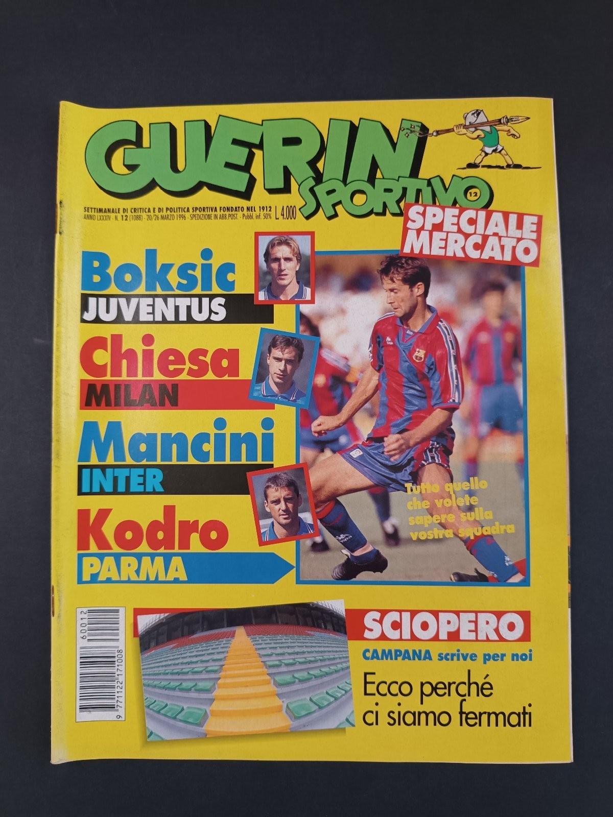 Rivista Guerin Sportivo n.12 1996 Kodro Boksic Chiesa Mancini Mercato