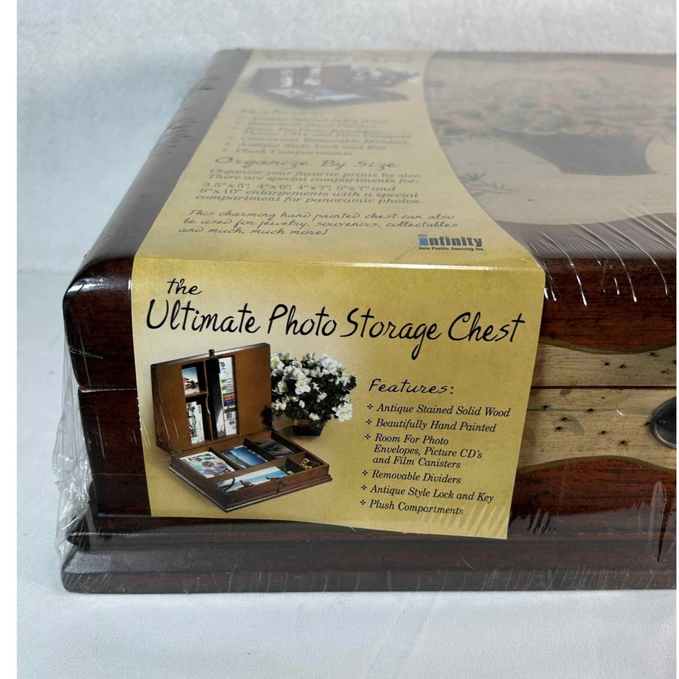 Infinity Ultimate Photo Storage Chest Wood Bouquet Hand Painted Keepsake Box New - Image 4 of 4