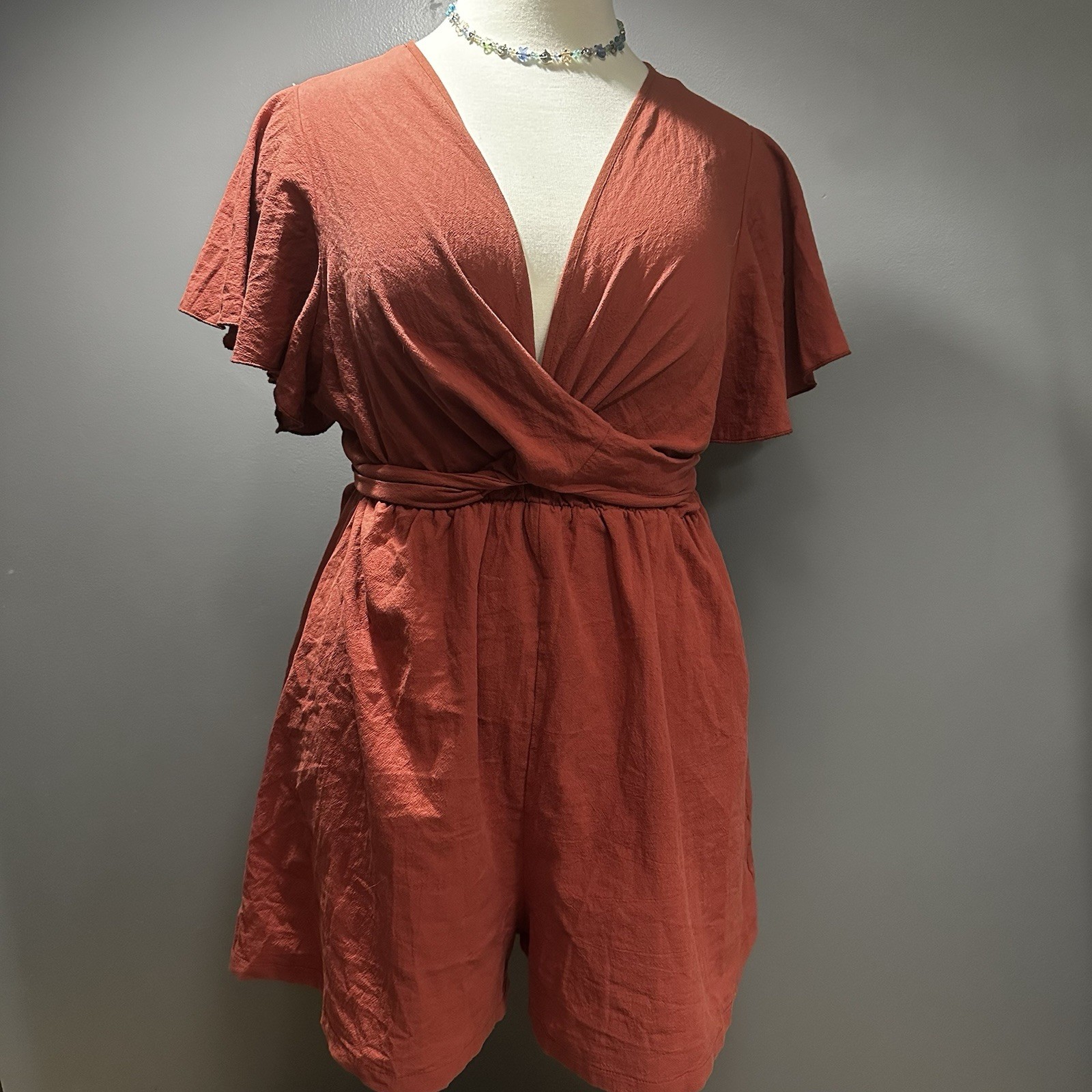 Playful Lightweight Rust Romper Size 4X