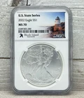 2022 American Silver Eagle U.S. State Series, RHODE ISLAND, NGC MS70