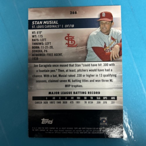 2024 Topps Stadium Club - Stan Musial #266 Pink Foil - Picture 4 of 5
