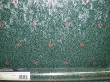 Red & Gold Coat of Arms on Dark Green Satin by Coloroll  251620