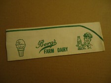Berg's Farm Dairy PERRY HALL MD paper hat