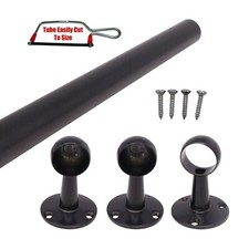 Wardrobe Rail Black Hanging 25mm Tube Dress Clothes Rail End Sockets Centres