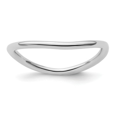 Massiver Sterlingsilber stapelbare Ausdrücke polierter Rhodiumplatte Wellenring