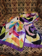 Vintage Adrienne Landau Studio 52" X 11" Mosaic Multicolor Scarf