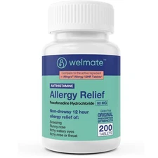 WELMATE Allergy Relief | Fexofenadine HCl 60 mg Non-Drowsy Antihistamine | 20...