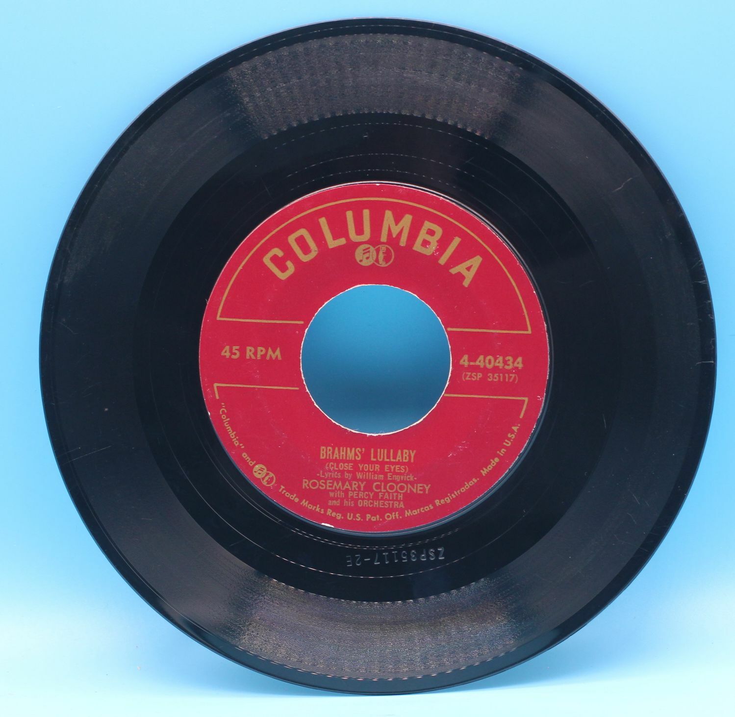Rosemary Clooney Brahm's Lullaby & Where Will The Dimple Be 45 RPM