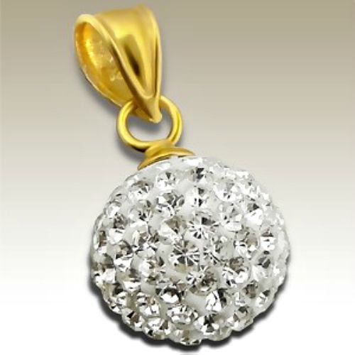 Sterling Silver 18K Gold Plated Clear Crystal Ball Pendant 10mm +