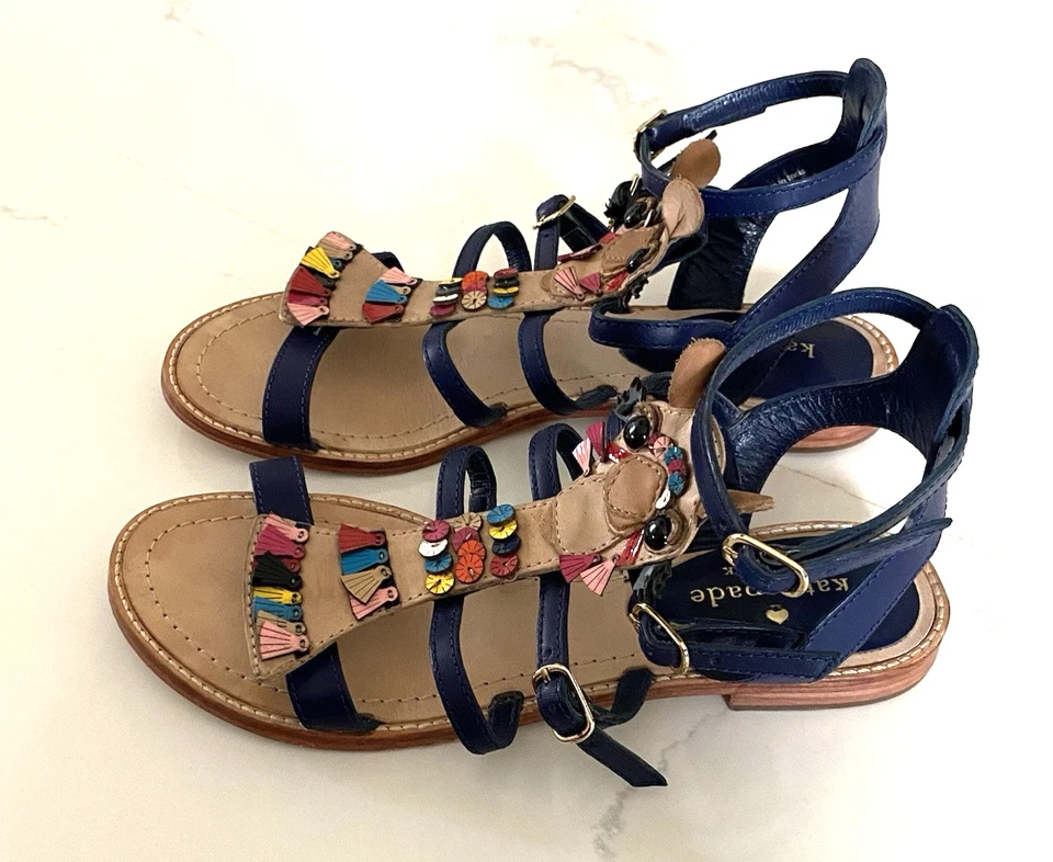 Kate Spade New York SPICE THINGS UP Camel Colorful Tassel Blue Women Size 6 M - Image 2 of 4