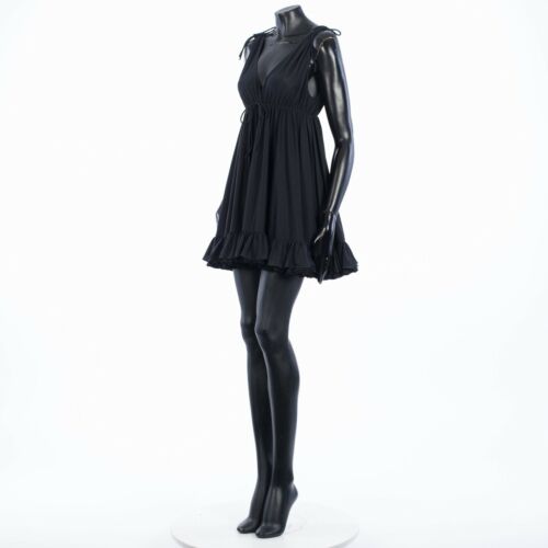 BALENCIAGA 1550$ Black Ruffled Stretch-Jersey Babydoll Dress