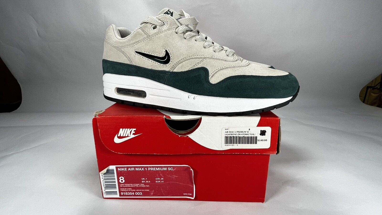 Nike Air Max 1 Premium SC Light Bone/Dark Atomic Teal-White-Black -  918354-003