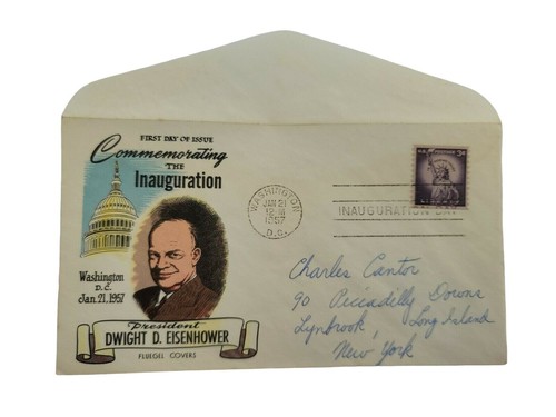 Jan 21 1957 FDC Fluegel Washington D.C. President Eisenhower Inauguration 3 cent - Picture 2 of 3