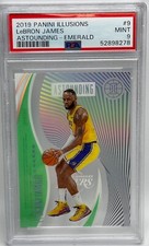 Lebron James MINT PSA 9 2019-20 Panini Illusions ASTOUNDING - EMERALD SP #9