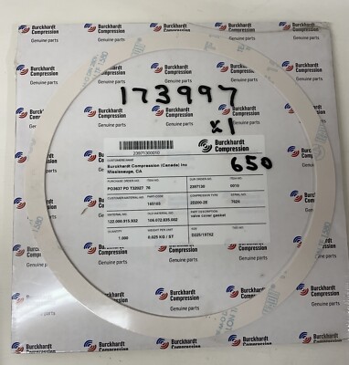 Valve Cover Gasket 165103 Burckhardt Compression Sulzer compressor 2D200-2E