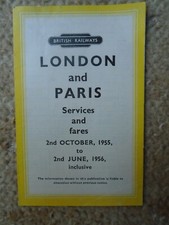 BR fold out pocket timetable London and Paris 1955-56