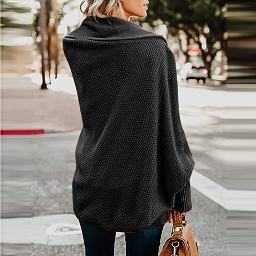 Women's Kimono Batwing Cable Knitted Slouchy Oversized Wrap Cardigan Sweater - Picture 12 of 26