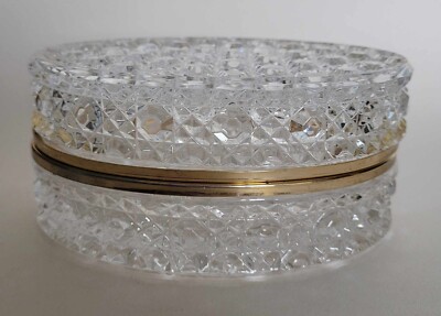 Vintage Bleikristall Baccarat Stil Klappdeckel Schmuckschatulle 30er Jahre Glamour