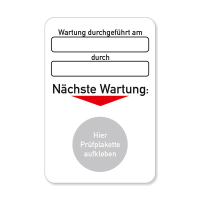 Grundplakette für Prüfplakette nächste Wartung mit oder ohne Firmendruc DRU 0097