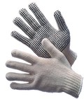 3 DZ 36 PAIRS STANDARD STRING KNIT PVC DOT ONE SIDE WORK GLOVES - SIZE: LARGE