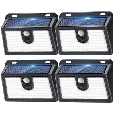 4Pack 149LED Solar Powered PIR Motion Sensor Wall Lights Outdoor Garden Security