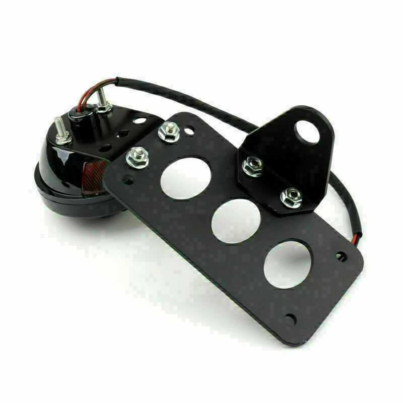 Motorcycle Grill Round Rear Tail Brake License Plate Taillight Fits Bobber SG H0 Foto 4 de 4