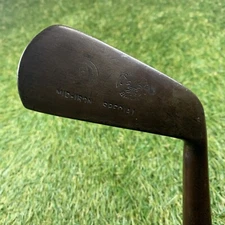 Antique Unbranded Mid Iron Hickory Shaft RH 38.5" C8 26* 1915 UK