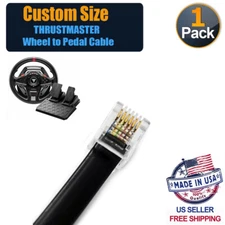 Custom Size Compatible RJ12 Black Cable for Thrustmaster Wheel to Pedal