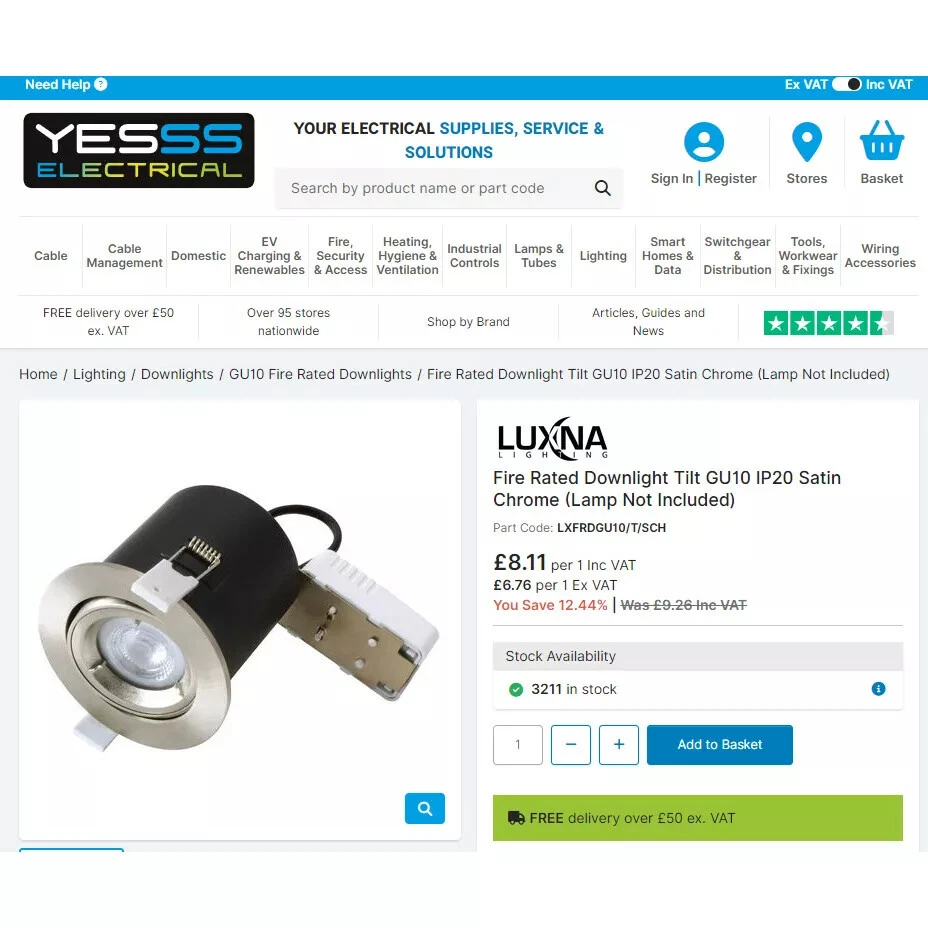 10 x Recessed Fire Rated Ceiling Downlights LED GU10 Spotlights Downlighters - Image 3 of 4