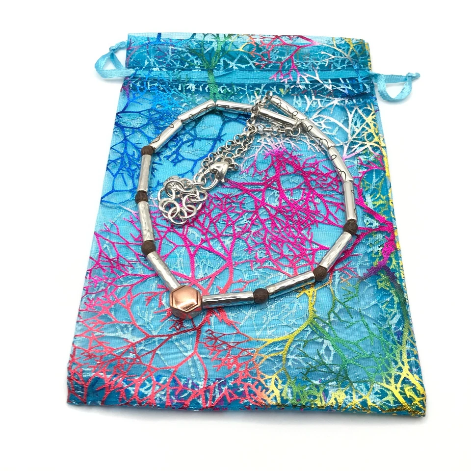 Брайтон ожерелье шикарный минималистский меди и серебра пластина 16-18» регулируемый - Изображение 4 из 4