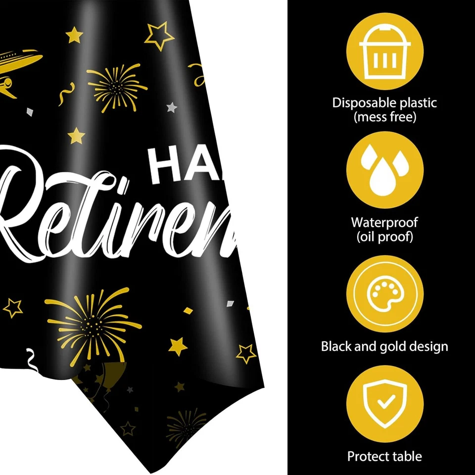 1 Pack Retirement Tablecloth Happy Retirement Table Cover Party Decor - Image 3 of 4