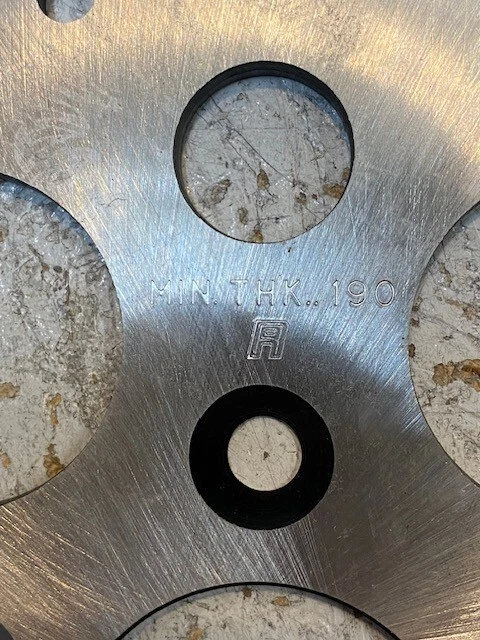 Disco de freno trasero Russell 11,5" OD acero inoxidable 51 mm diámetro mínimo Thk 190 Japón 6L Foto 2 de 4