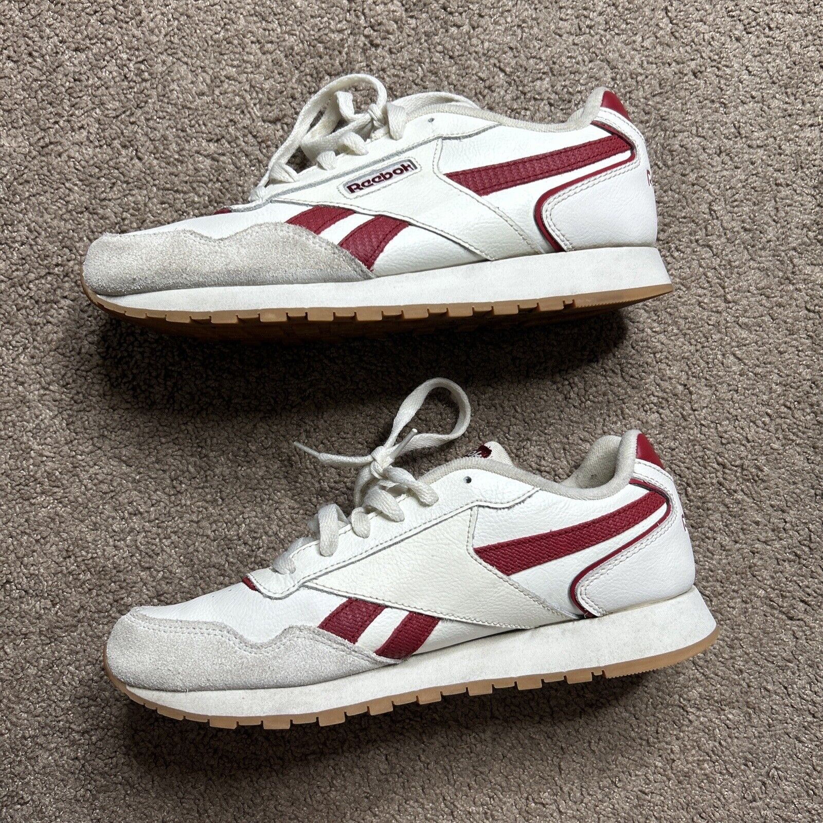 Reebok Men's 8.5 Classic Leather White Burgundy A… - image 1