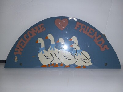 Vintage 80's Wooden Welcome Friends Duck Sign - FACTORY SEALED NEW OLD STOCK