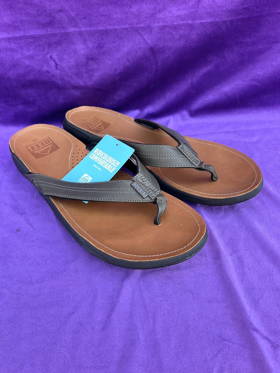 Reef J-Bay III Men's Leather Flip Flop Sandal - Olive Tan- US