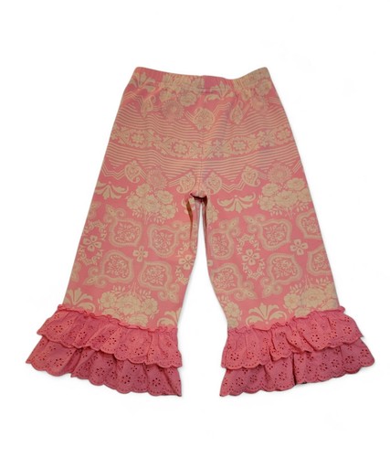 Matilda Jane Girl's Size 6 Sugar Rush Cropped Ruffle Pants Pink And Cream Kids - Picture 7 of 7