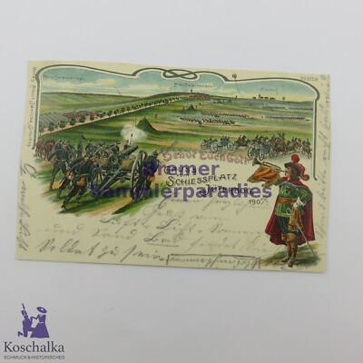 AK Postkarte Gruss vom Schiessplatz Jüteburg ''Behüt Euch Gott'', 1904 (E264)